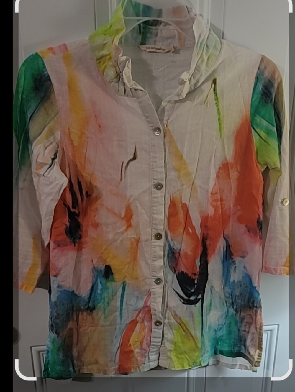 Soft Surroundings Multicolor Watercolor Button-Down Tunic - Picture 4 of 11